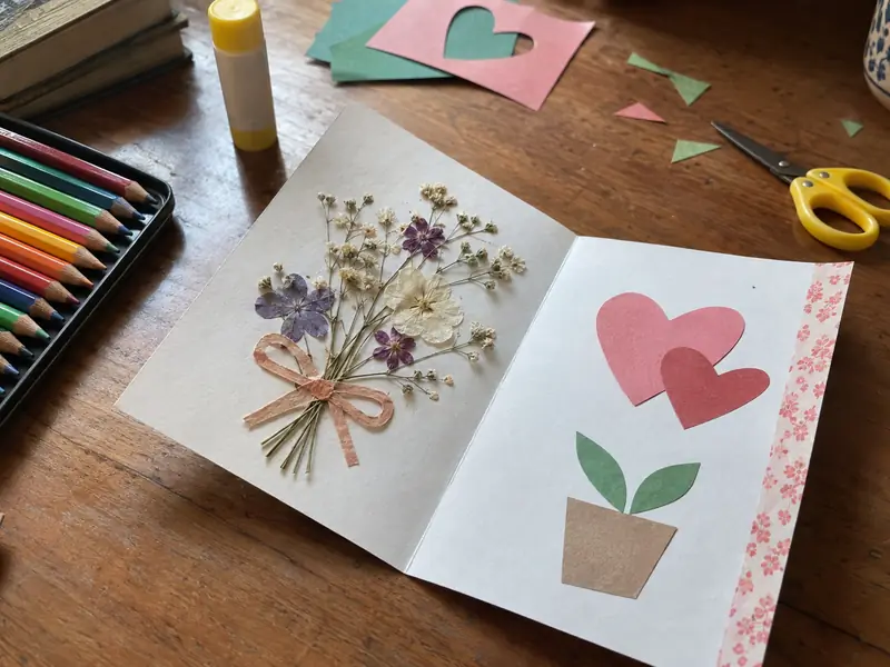 A big handmade card with a letter inside