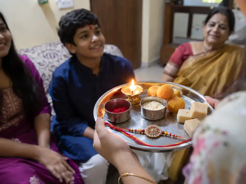 A rakhi kit by post, with a letter
